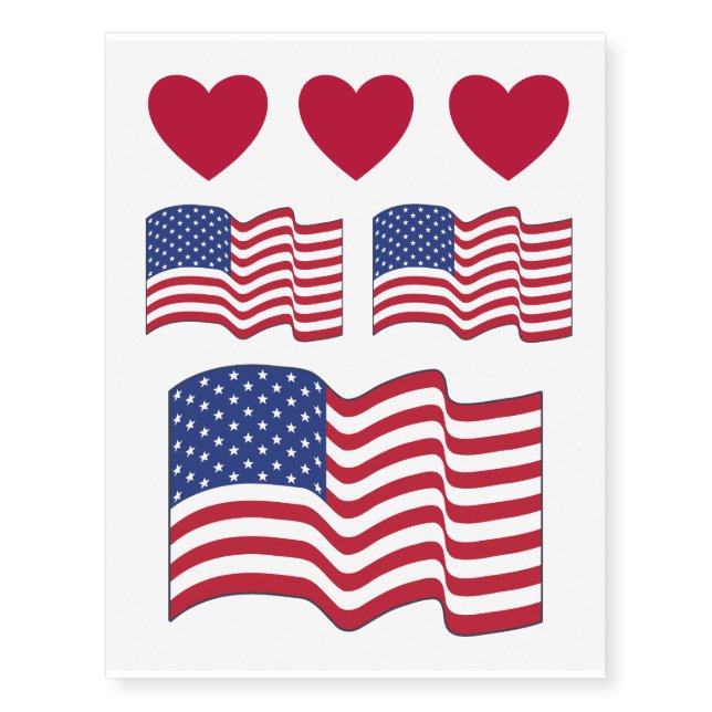 Waving American Flag Temporary Tattoos  (Front)