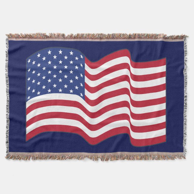 Waving American Flag Throw Blanket Gift (Front)