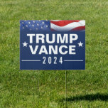 Waving American Flag Trump Vance 2024 Sign