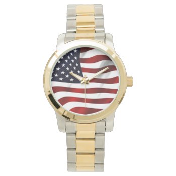 Waving American Flag Watch by FlagGallery at Zazzle