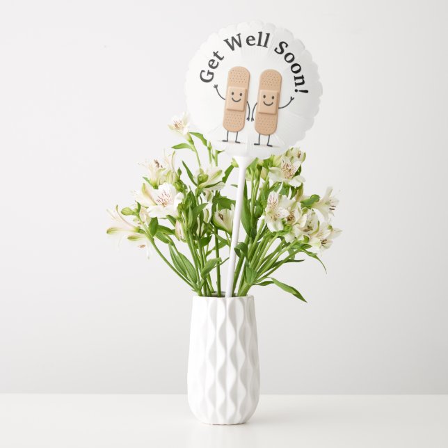Waving Bandage Stick Figure Couple Get Well Balloon (Vase)