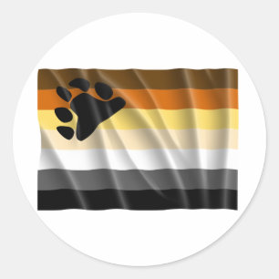 Waving bear pride flag classic round sticker