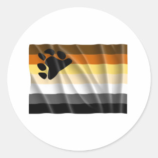Waving bear pride flag classic round sticker