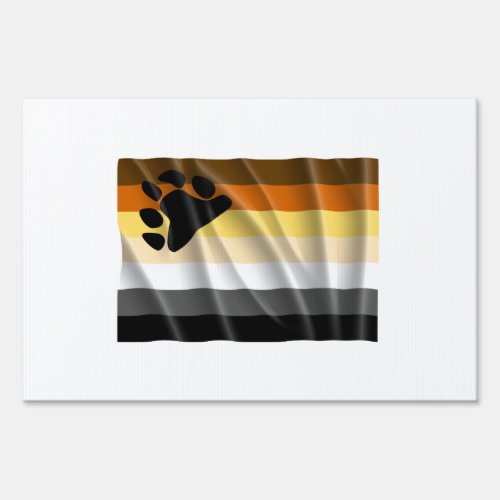 Waving bear pride flag sign