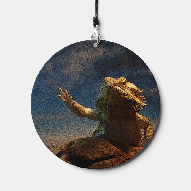 Waving Bearded Dragon Wind Chime (Front)