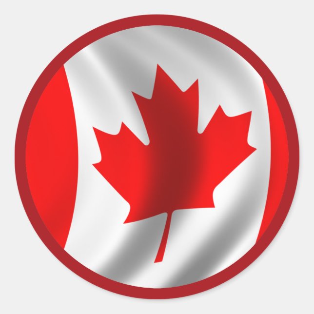 Waving Canadian Flag Classic Round Sticker (Front)