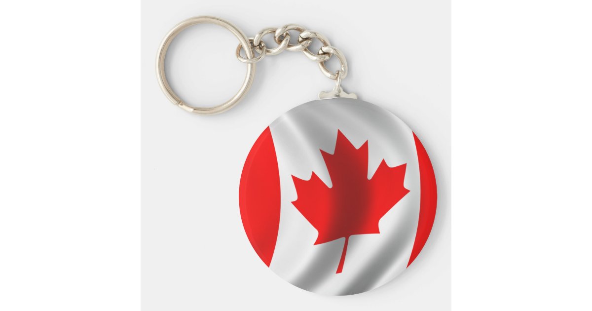 Waving Canadian Flag Keychain