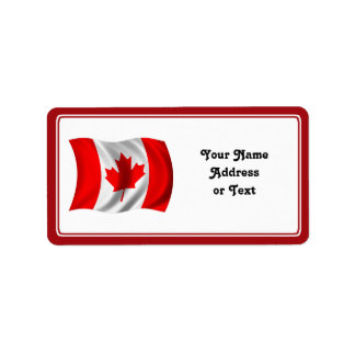 Waving Canadian Flag Label