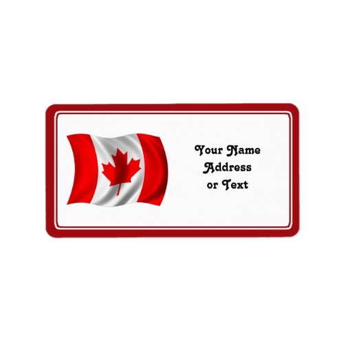 Waving Canadian Flag Label