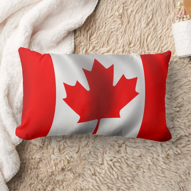 Waving Canadian Flag Lumbar Pillow (Blanket)