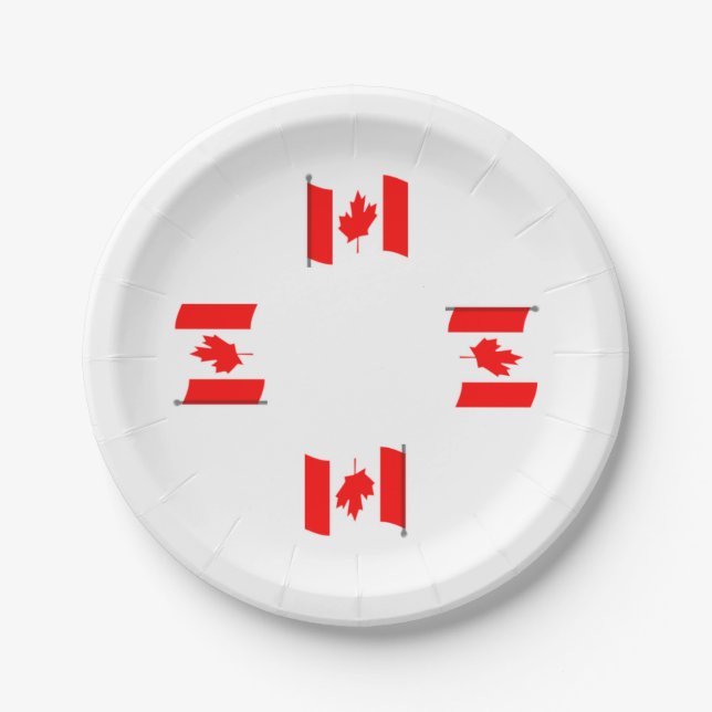 Waving Canadian Flag Paper Plates (Front)