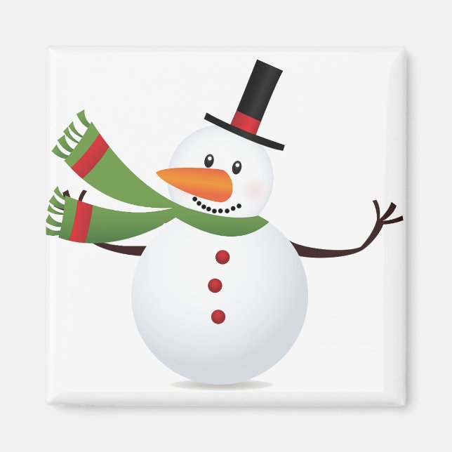 Waving Carrot Nose Snowman Magnet (Front)