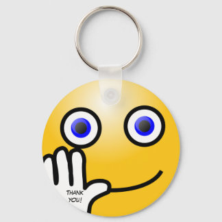 Waving emoticon thank you! keychain