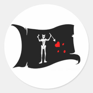 Waving Flag #1 Blackbeard Classic Round Sticker