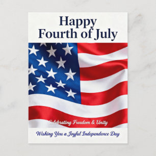Waving Flag 4th of July Holiday Postcard