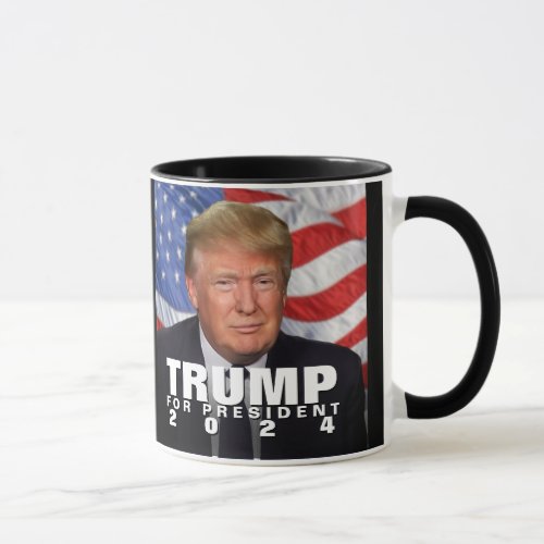 Waving Flag Donald Trump for President 2024 Mug