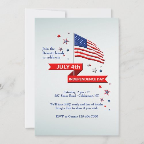 Waving Flag Independence Day Invitation