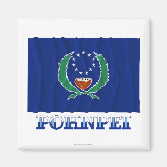 Waving flag of Pohnpei, with name Magnet (Front)