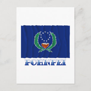 Waving flag of Pohnpei, with name Postcard