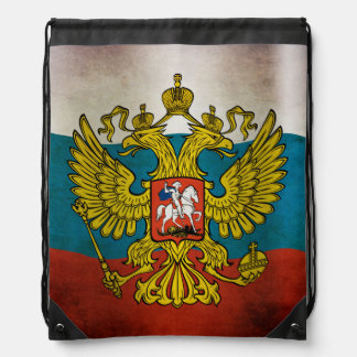 Waving flag of Russia Drawstring Bag