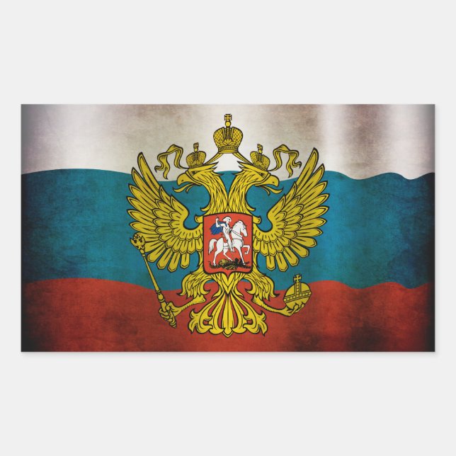 Waving flag of Russia Rectangular Sticker (Front)
