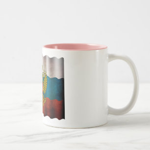 Waving flag of Russia Two-Tone Coffee Mug