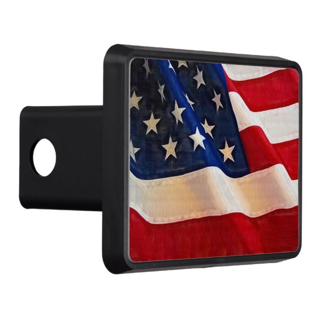 Waving Flag Patriot American USA Flag Tow Hitch Cover (Right)