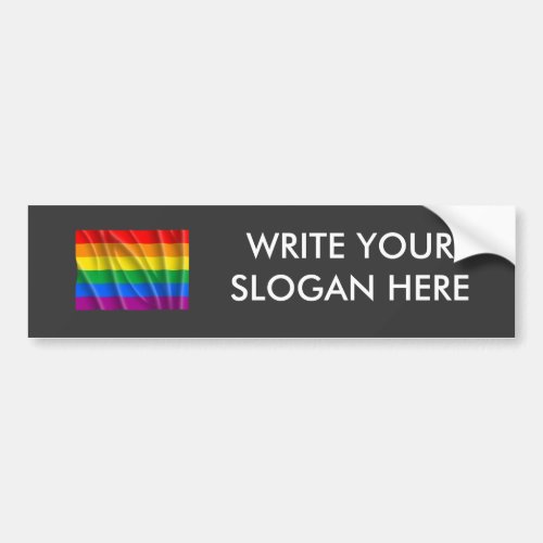 Waving gay pride flag _ bumper sticker