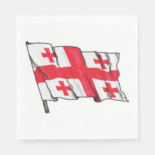 Waving Georgia Flag Red and White Five Crosses Napkins