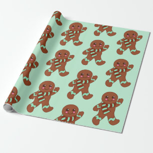 Waving Gingerbread Cookies Wrapping Paper