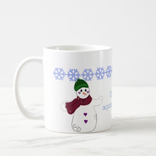 Waving Goodbye Snowman Coffee Mug