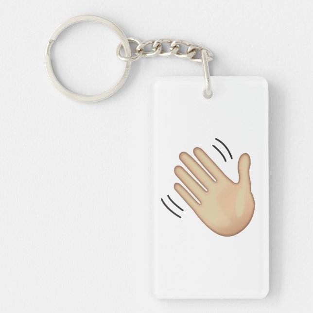 Waving Hand Sign - Emoji Keychain (Front)