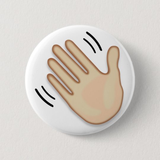 Waving Hand Sign Emoji Pinback Button | Zazzle.com