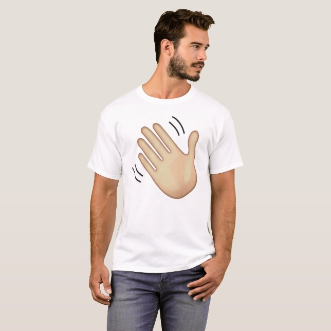 Waving Hand Sign - Emoji T-Shirt (Front Full)