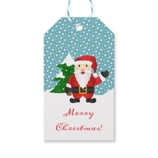 Waving Hello Santa Claus Winter Forest Christmas Gift Tags