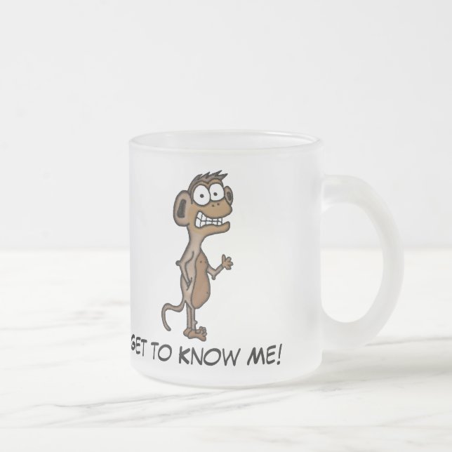 Waving Monkey Frosted Glass Coffee Mug (Right)