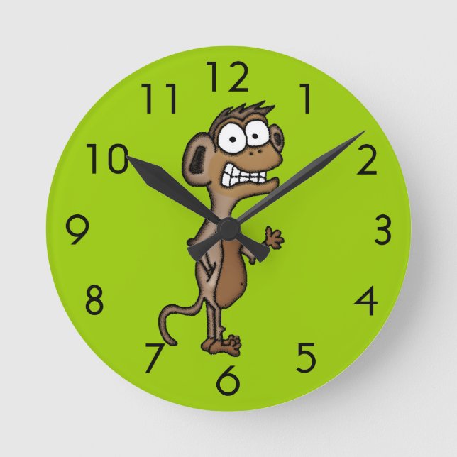 Waving Monkey Round Clock (Front)