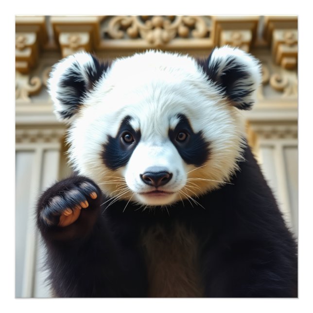 Waving Panda Design Photo Print (Front)
