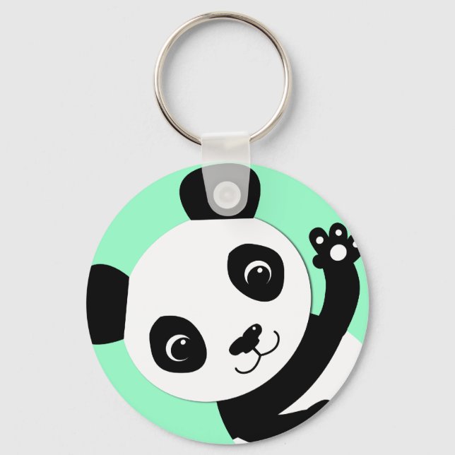 Waving Panda Keychain (Front)