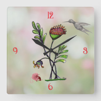 Waving Plant with Friends Square Wall Clock