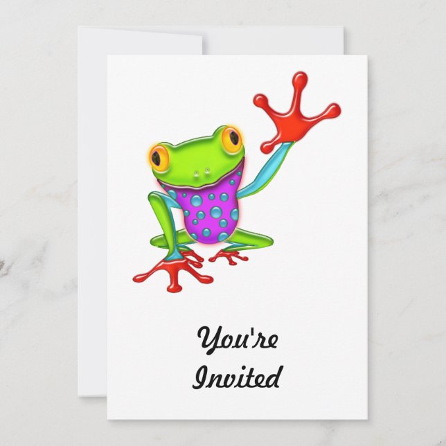 Waving Poison Dart Frog Invitation (Front)