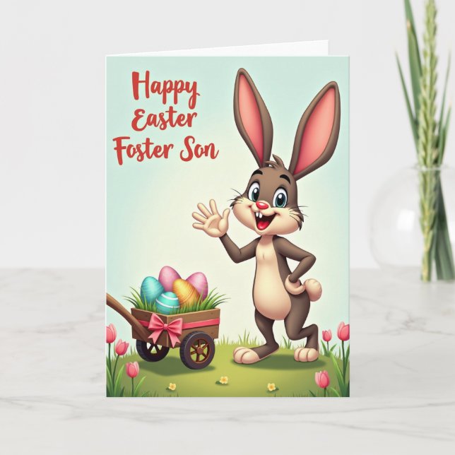 Waving Rabbit Pattern Holiday Card (Front)