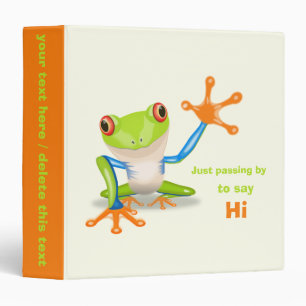 Waving red eyed tree frog illustration binder