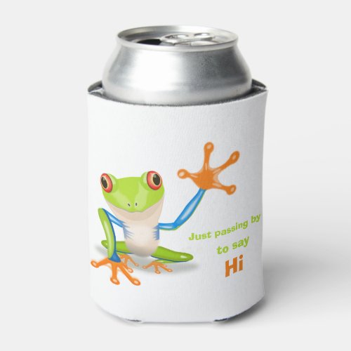 Waving red eyed tree frog illustration can cooler