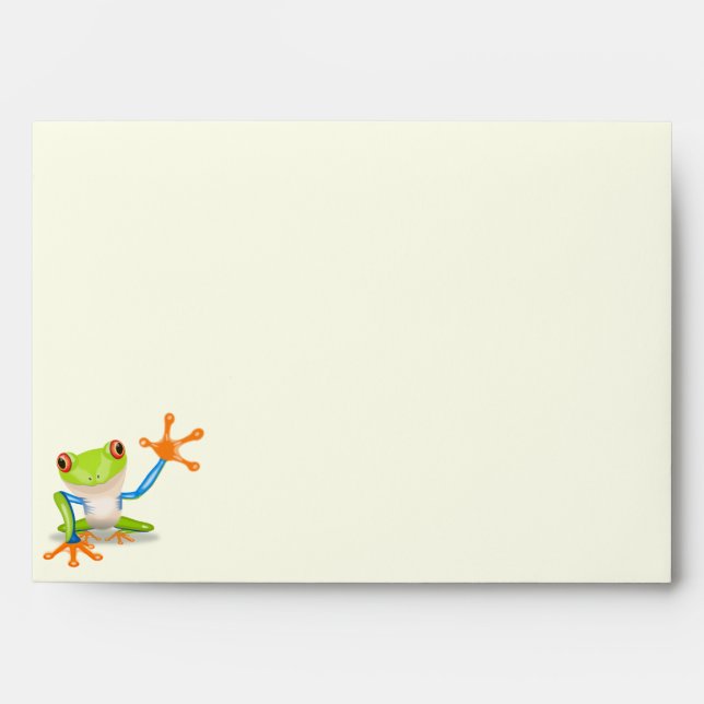 Waving red eyed tree frog illustration envelope (Front)