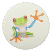 Waving red eyed tree frog illustration eraser (Back)