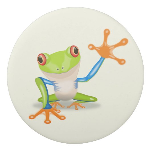Waving red eyed tree frog illustration eraser (Front)