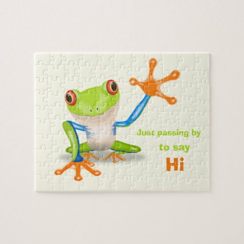 Waving red eyed tree frog illustration jigsaw puzzle