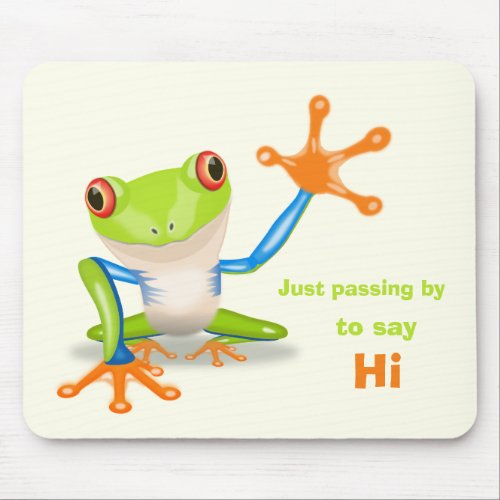 Waving red eyed tree frog illustration mouse pad