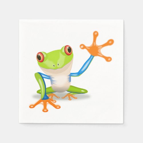 Waving red eyed tree frog illustration napkins